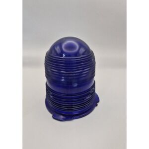 Vintage Cobalt Blue Glass Airport Taxiway Runway Light Globe Fresnel Lens